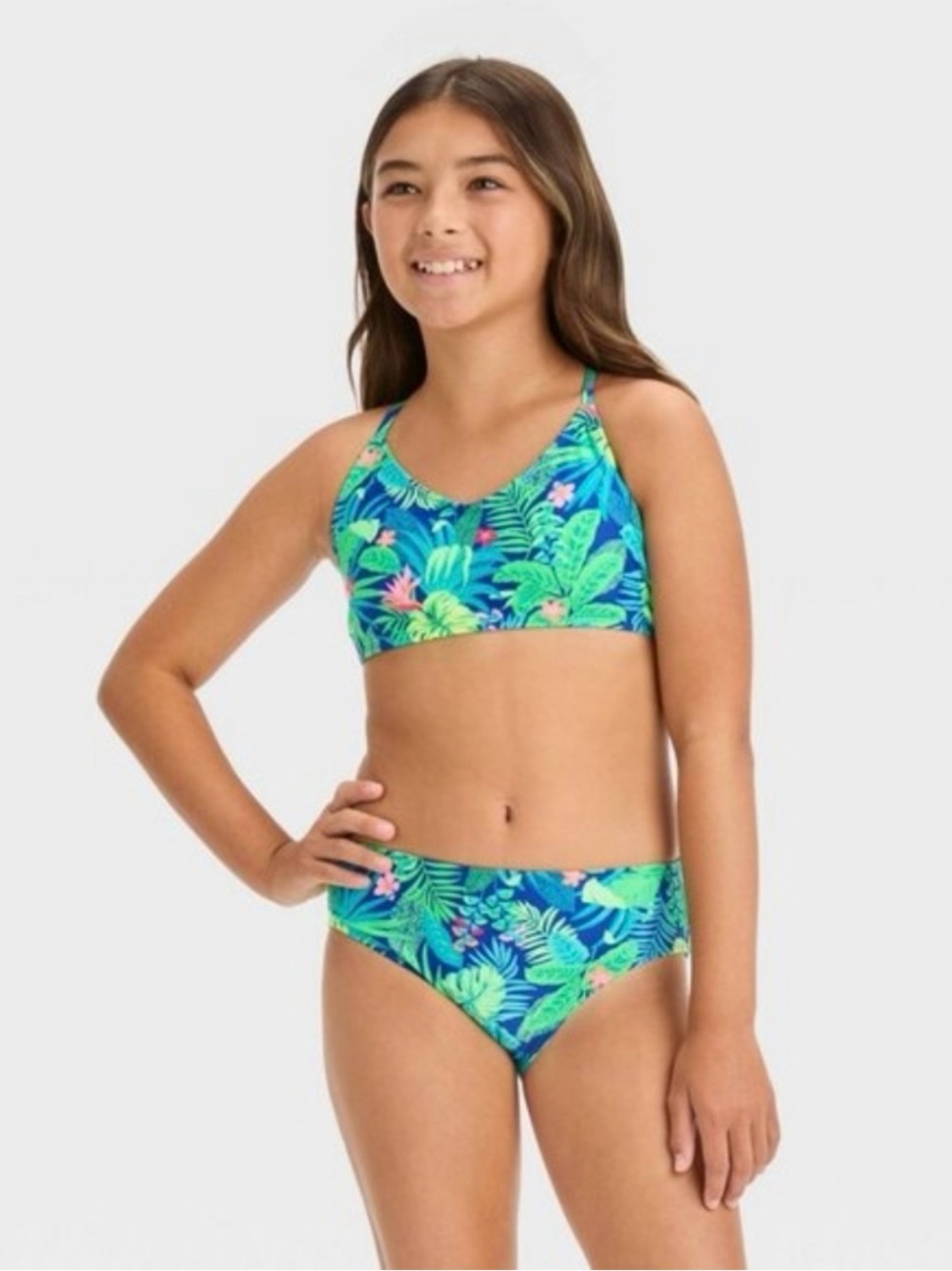 Art Class Floral 2 Piece Girl’s Bikini Swimsuit L